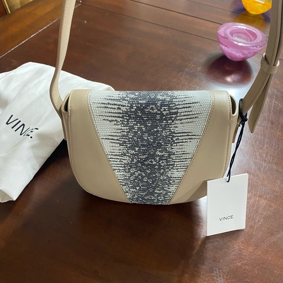 Vince Beige & Gray leather flap crossbody bag Small size